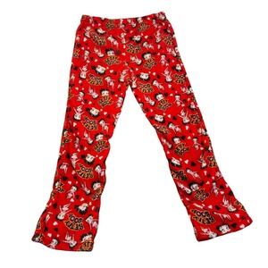 Betty Boop Womens Red Plush Fleece Pajama Pants Character Print Size Medium